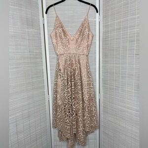 Nicholas Floral Lace Ball Dress Antique Pink Spaghetti Strap Size 0 NWT